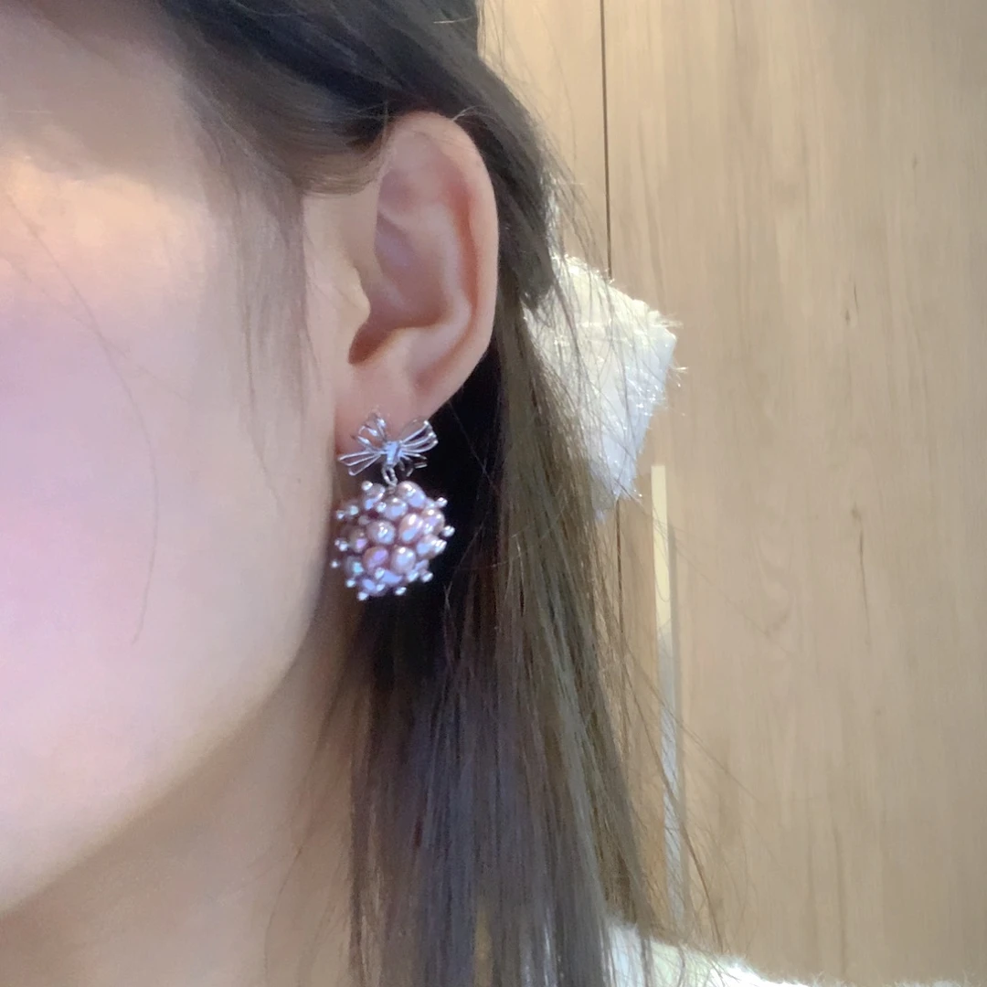 淡水珍珠耳饰银S925镶嵌