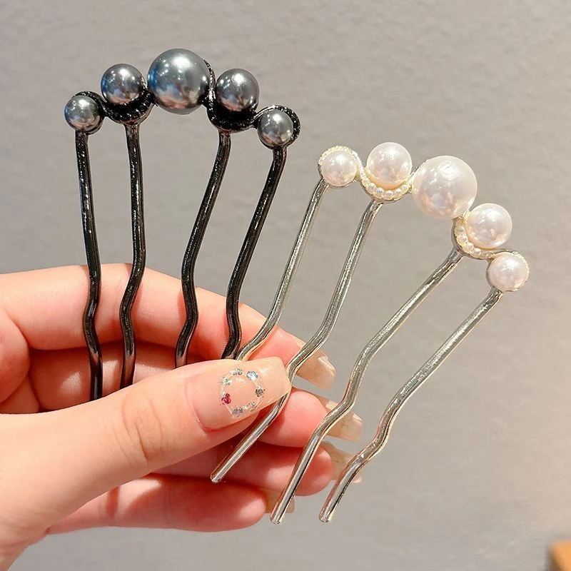 2025网红发簪新款珍珠四齿发梳古风中式气质簪子盘发簪子发钗头饰