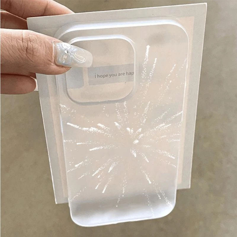 SMBLCE创意白色烟花适用iPhone15/16Pro透白14手机壳12苹果13软套