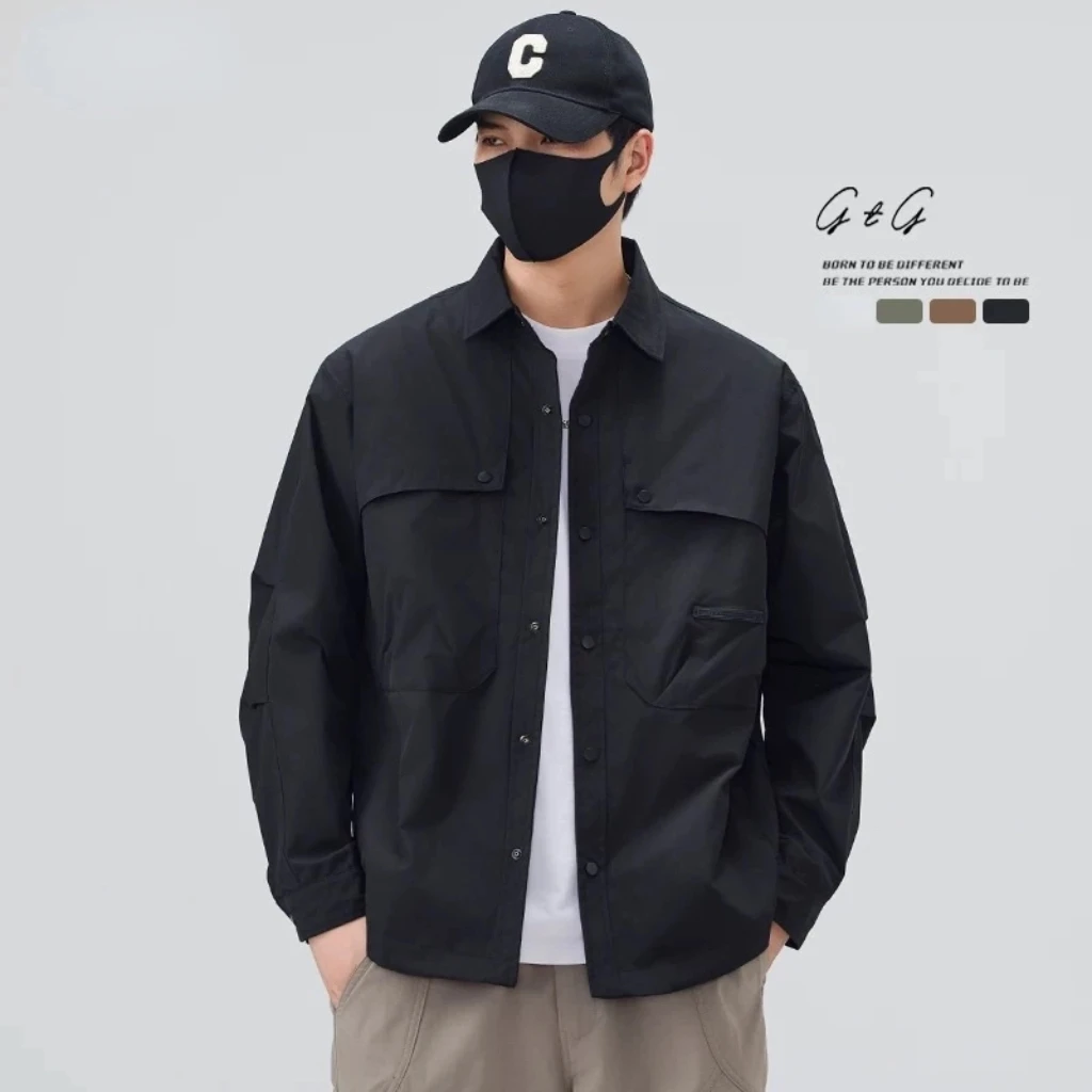 2025春装新款【工装翻领夹克外套】男士长袖户外休闲百搭简约宽松