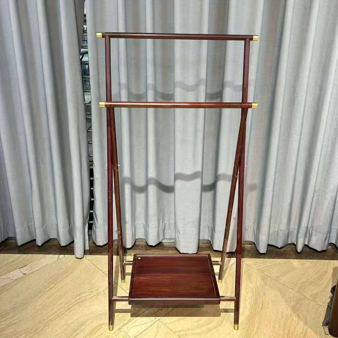 落地新中式酸枝木衣帽架家用挂衣架-红木单品女王推荐