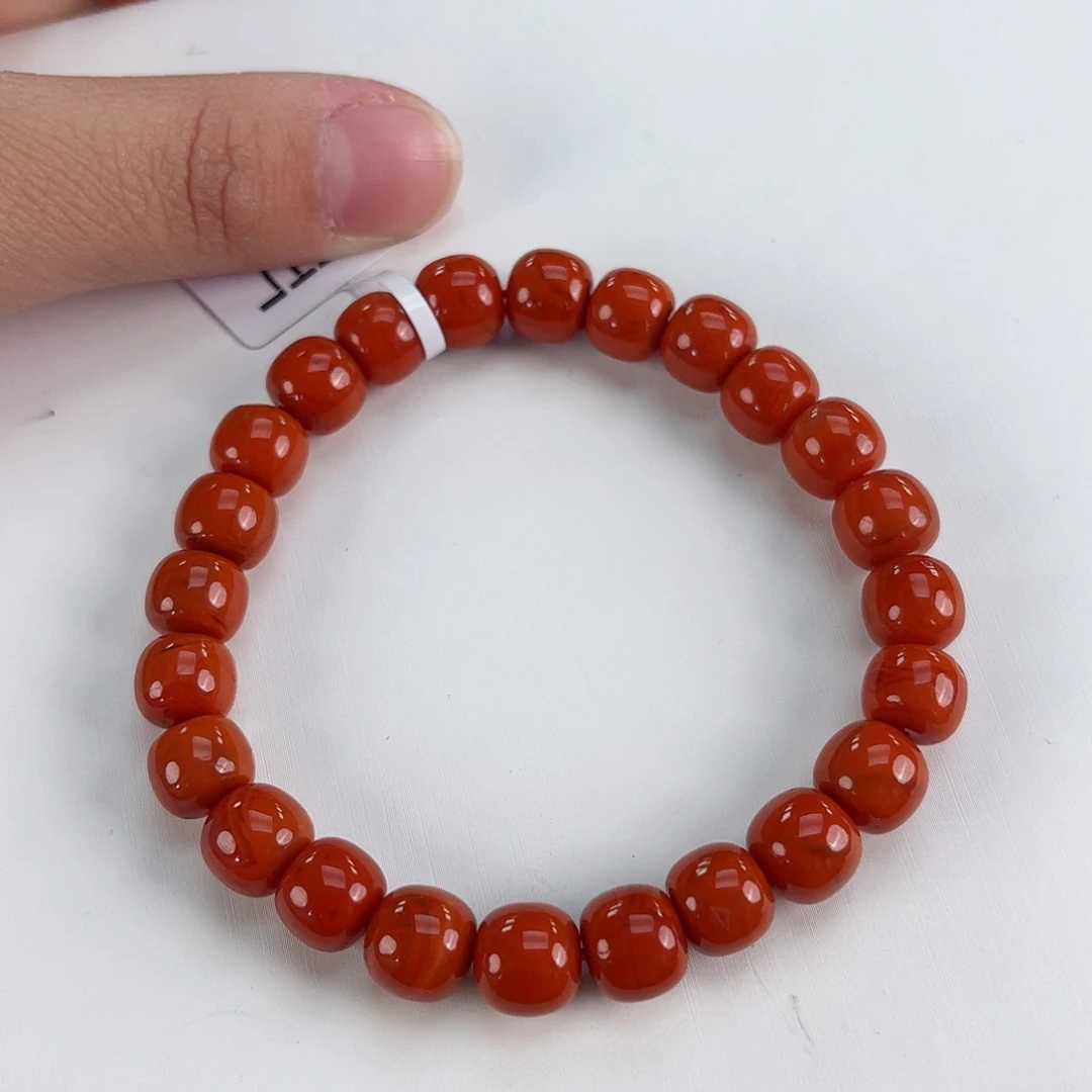 南红玛瑙川料柿子红老型单圈8未镶嵌