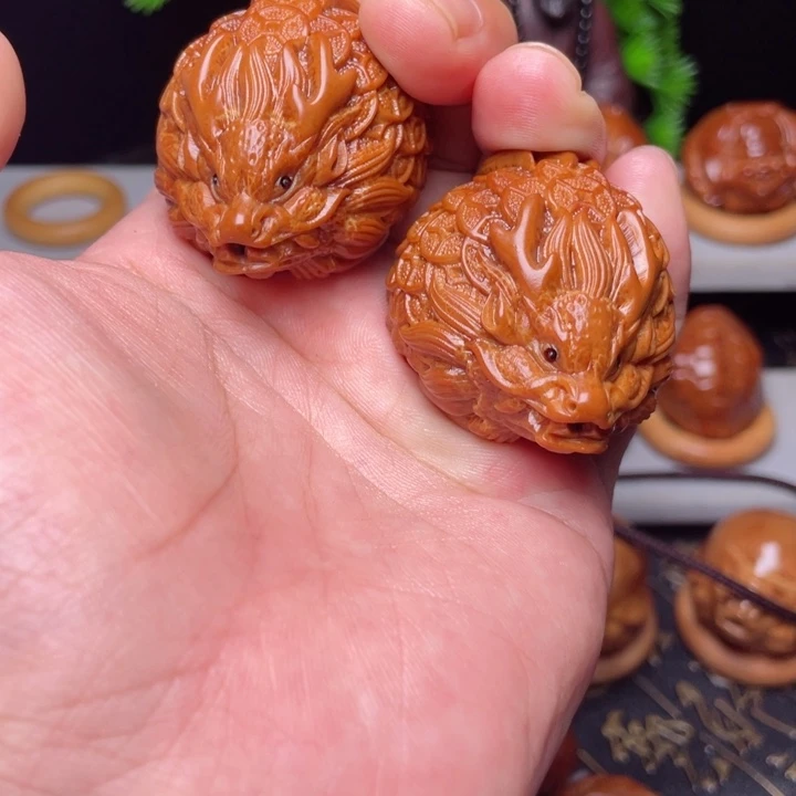 把件橄榄核金币龙龟手球3.5