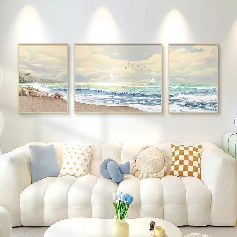 雪川海景装饰画现代风高级感客厅沙发背景墙挂画