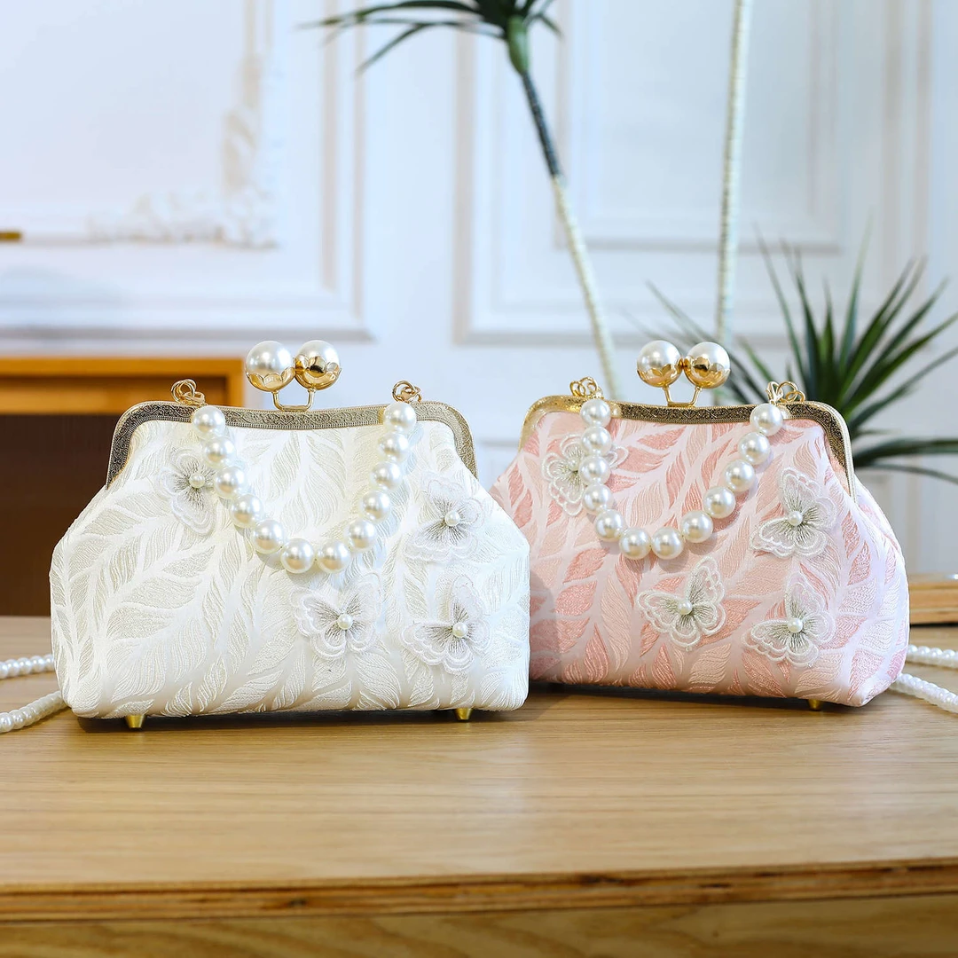 简约包夹口包小众晚装手提包链条斜挎包单肩包走秀包包旗袍包女包