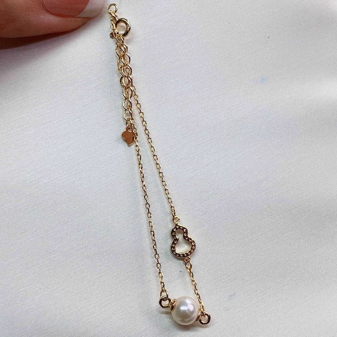 银S925镶嵌手链海水珍珠6-7