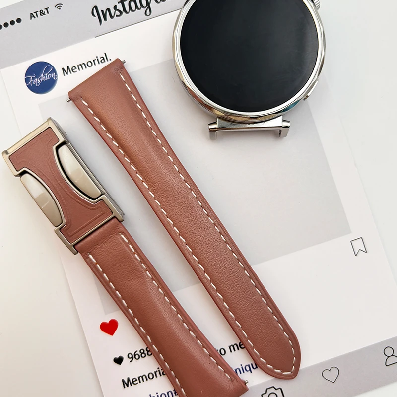 适用华为GT6手表带双C扣磁吸扣真皮小蛮腰GT5/GT6/GT5pro表带女