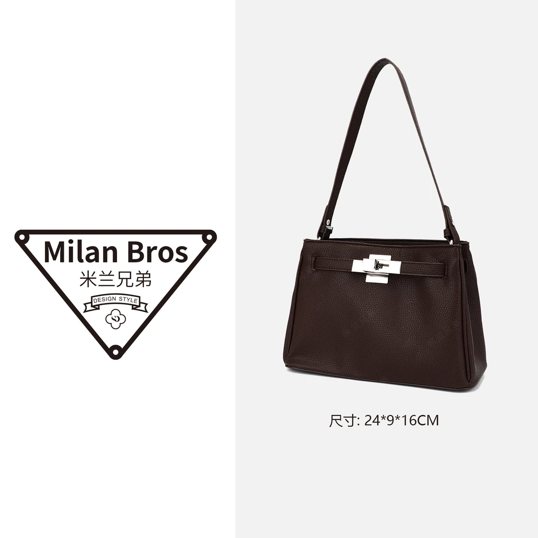 【米兰兄弟】春夏新款斜挎包手提单肩包小香风小方包CK8018乌木棕