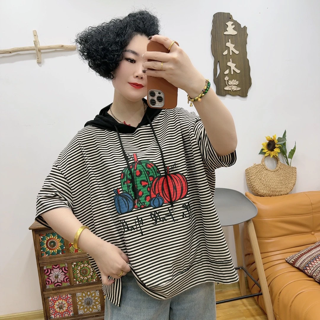 【木木新品】80343-3南瓜条纹帽T