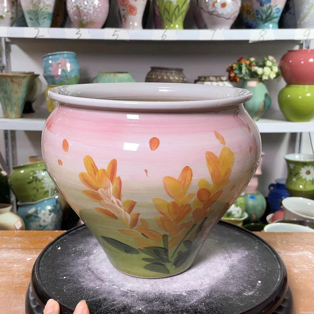 景德镇陶瓷花盆微瑕口18高20