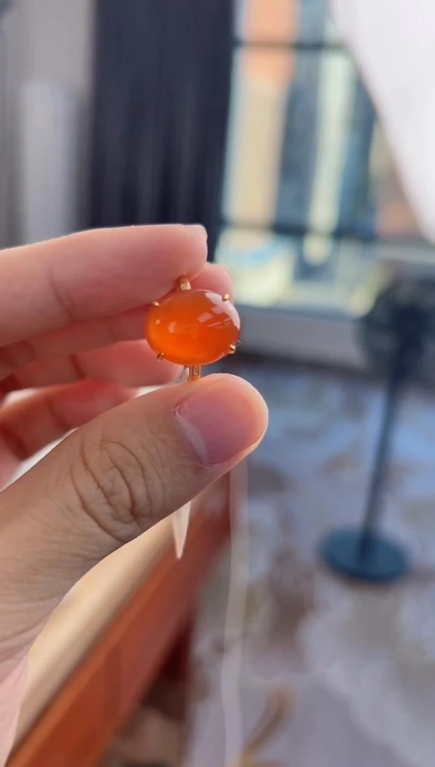 【送福珠宝】保山冰红老矿料18K金《顶》（传世）(玉化)戒指@t08381@