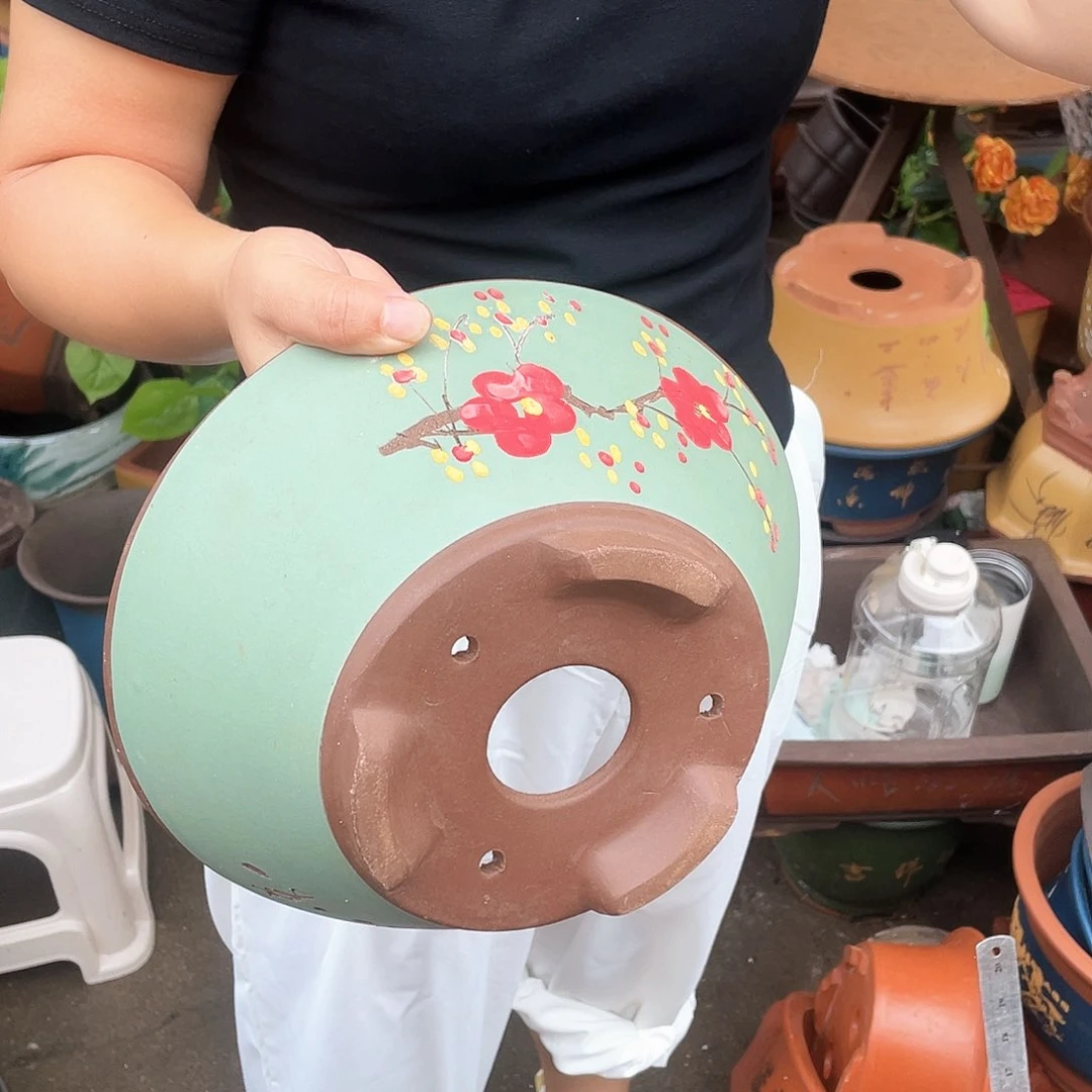 绿斗盆点菜中号花盆紫砂花盆