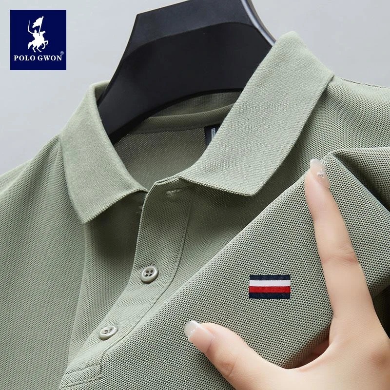 POLOGWON/保罗男士春秋季节POLO衫休闲商务上衣翻领高档长袖T恤衫