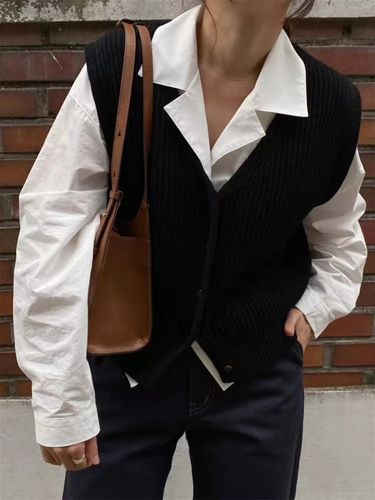 【0789】米#休闲百搭针织背心上衣