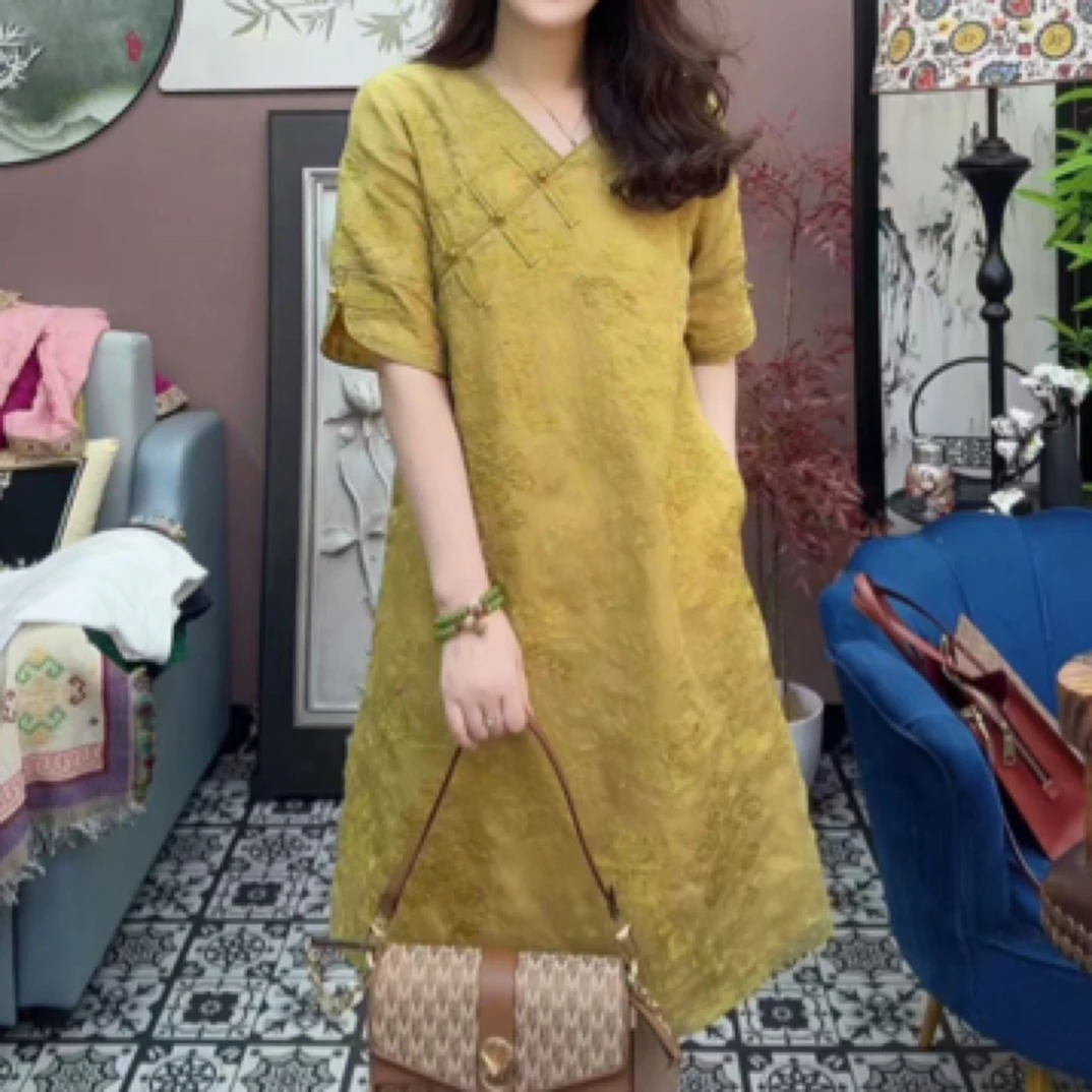 82013国风刺绣中长裙