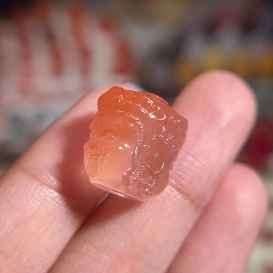 南红玛瑙未镶嵌双面观音14.6x14.8mm