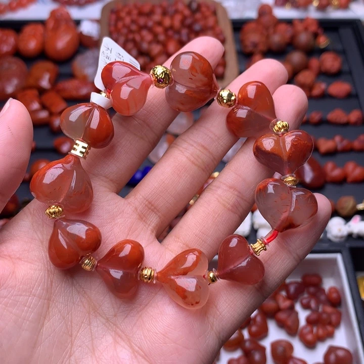 南红玛瑙未镶嵌珠宝半成品屁桃手串