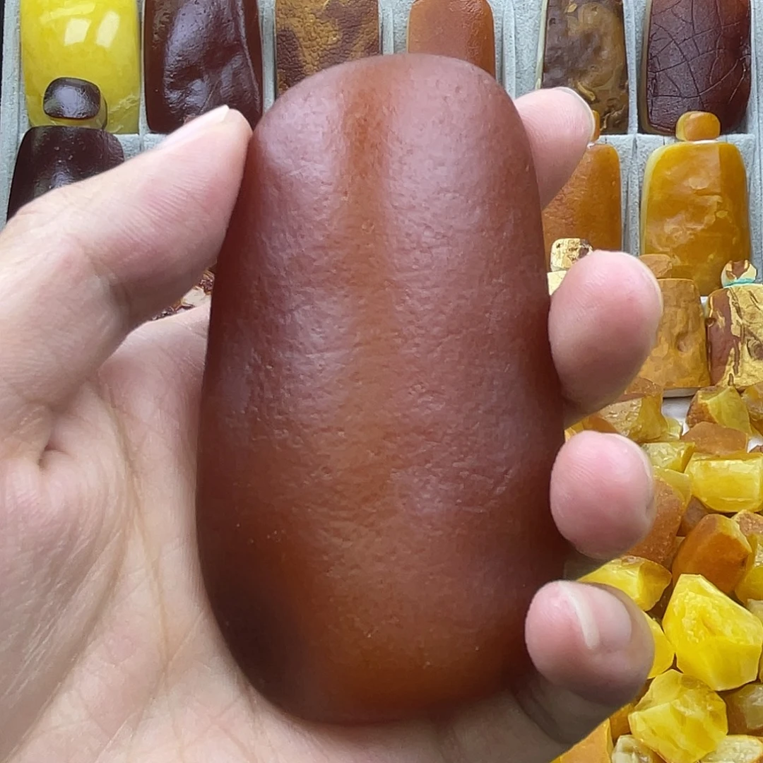 任***行未镶嵌定制琥珀手把