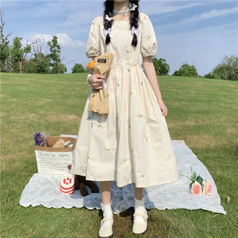 13岁少女连衣裙初高中生15大童女孩夏装学院风日系软妹过膝长裙子