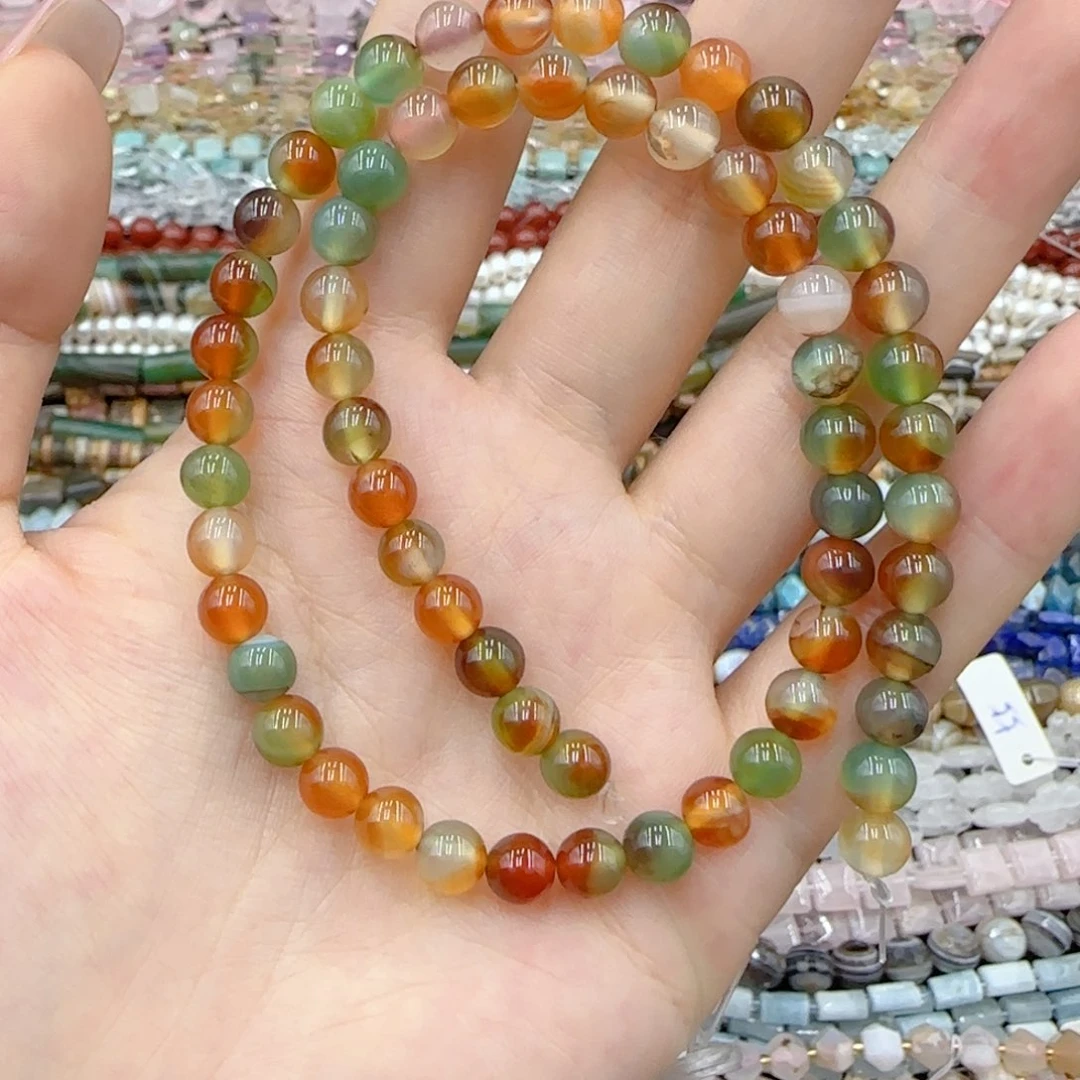 玛瑙/玉髓未镶嵌珠宝半成品孔雀玛瑙一条卡6