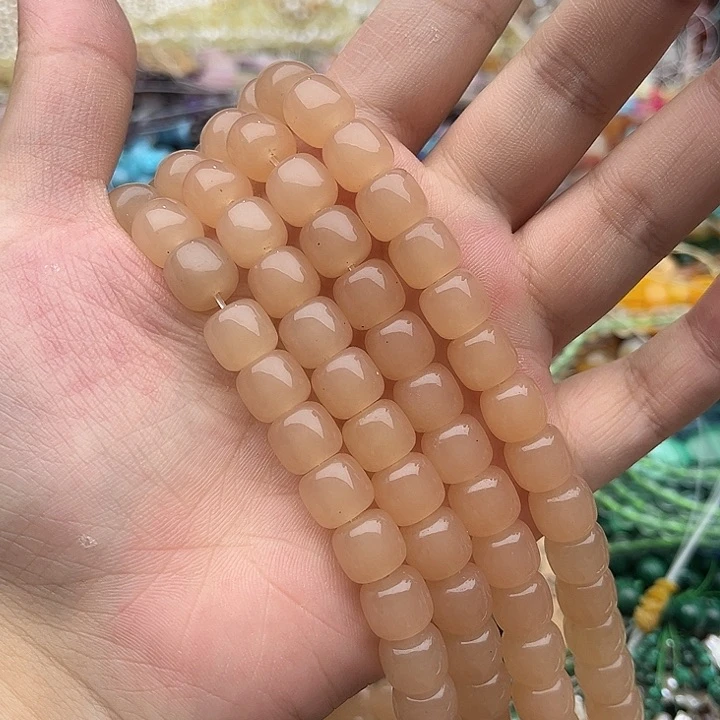 玛瑙/玉髓未镶嵌珠宝半成品一条10mm左右藕粉老型珠