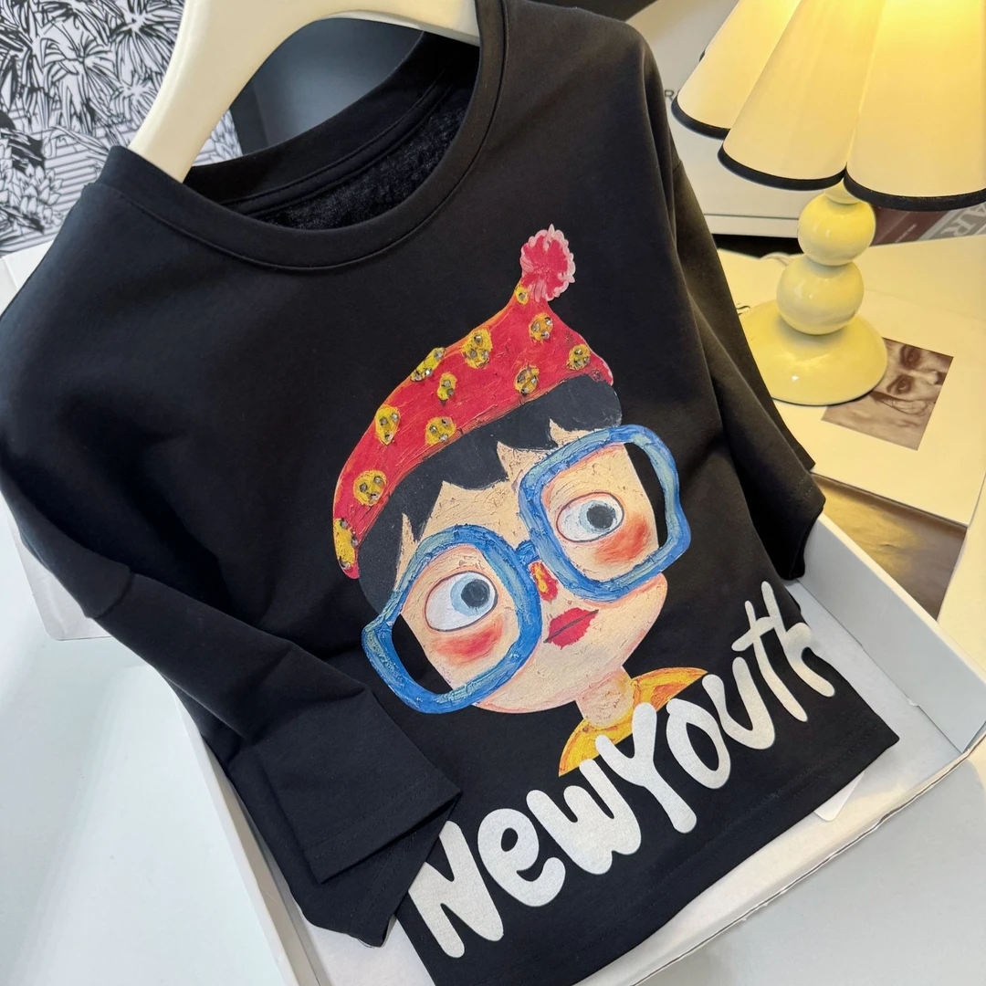 夏季涂鸦女孩透气清新甜美百搭短袖T恤宽松时尚女上衣DP7544