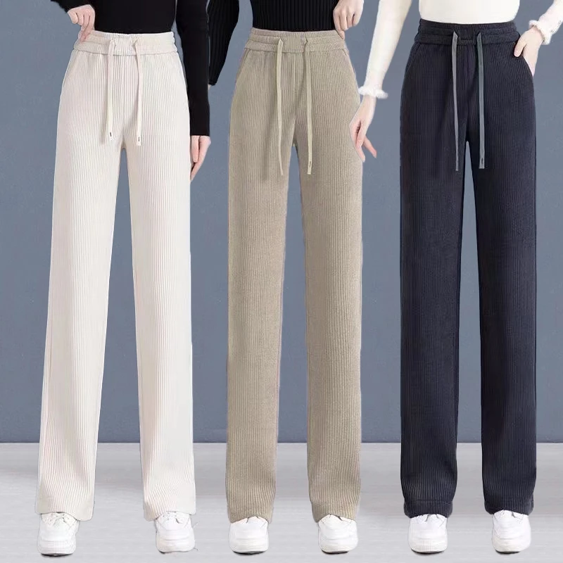 2025春夏新款窄版阔腿裤直筒裤女休闲裤高腰垂感遮肉显瘦中年女裤