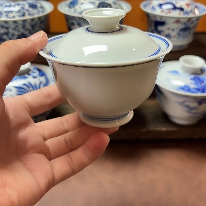 景德镇怀瑾守拙高足盖碗