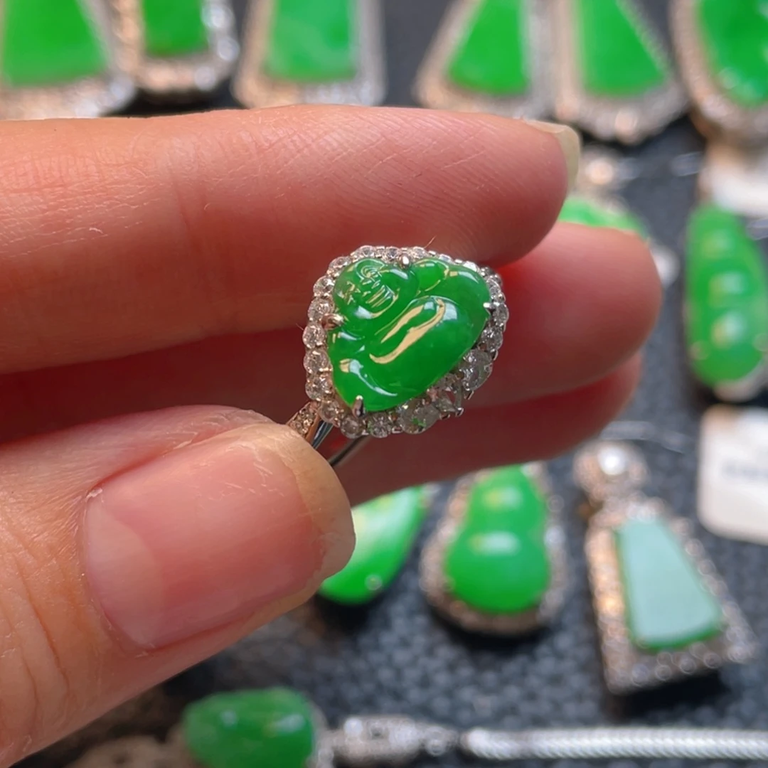 翡翠银S925镶嵌吊坠(不含链)戒指