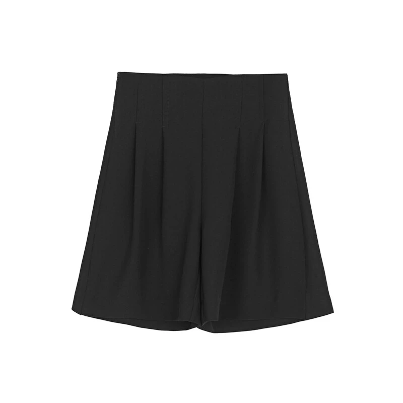 圣迪奥女装休闲运动简约黑色显瘦秋季短裤直筒裤S24280904