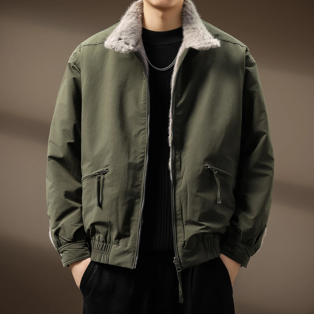 MR.MUDI/穆迪先生座山雕毛绒两面穿夹克工装棉衣男士冬季棉服外套