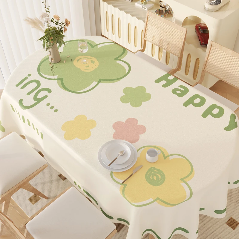 小清新餐桌布防水防油免洗防烫桌垫卡通ins风防滑长方形茶几台布