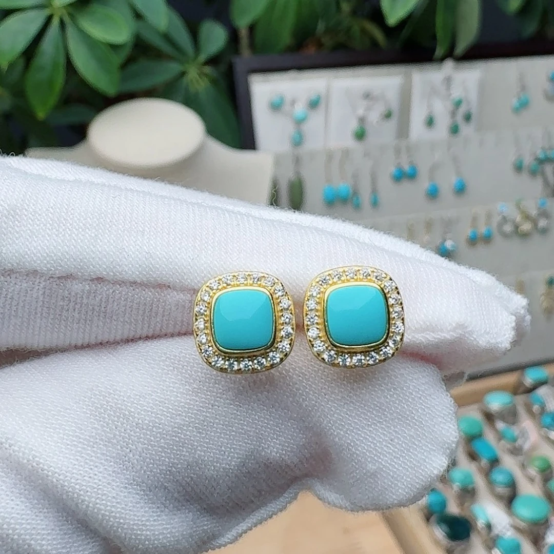 绿松石未镶嵌耳饰耳钉