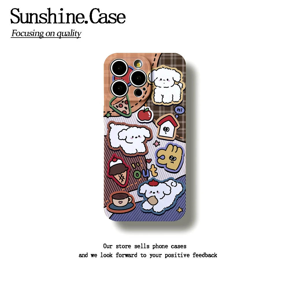 拼接小狗菲林软壳适用苹果oppo华为荣耀vivo小米一加手机壳全包