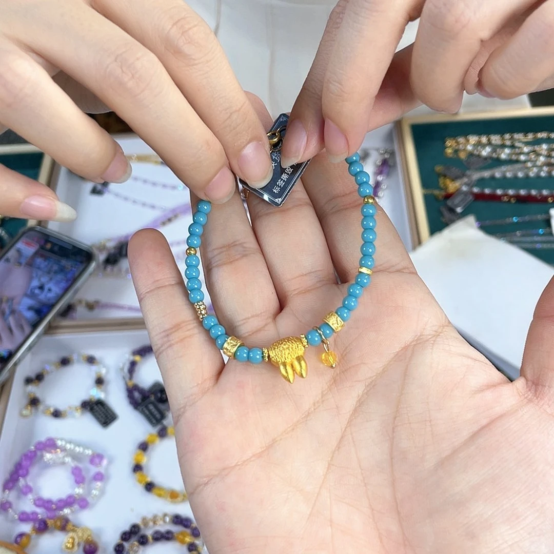 水晶手链银S925镀金镶嵌