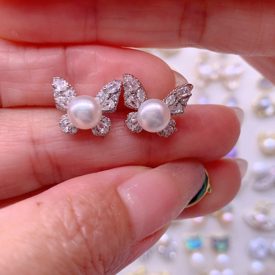 合金淡水珍珠耳饰