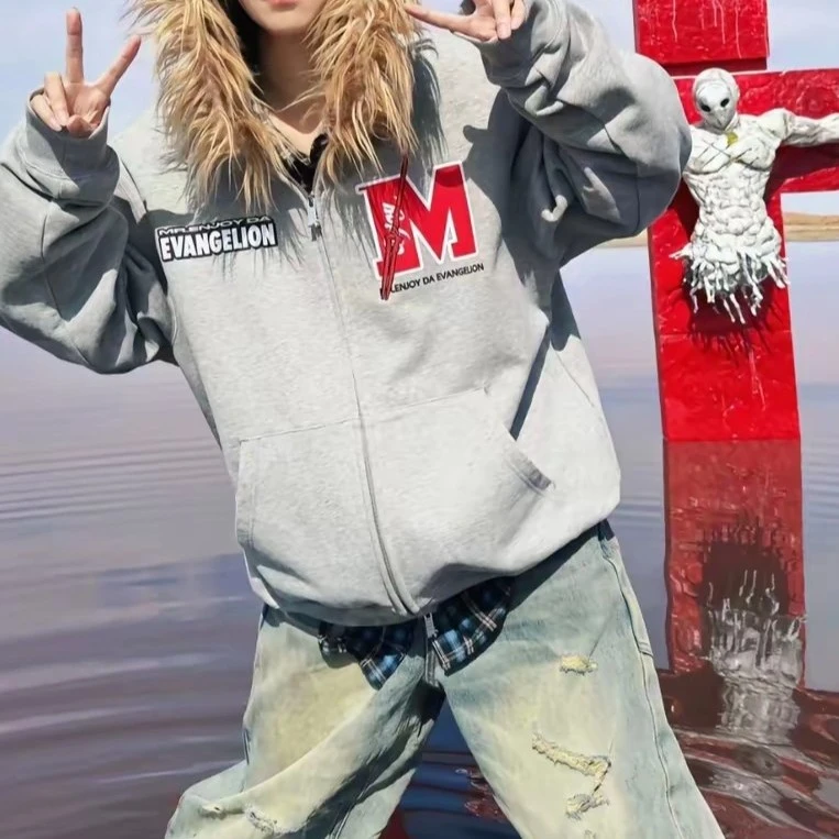 me联名款 莉莉丝 加绒连帽卫衣 情侣款 男女同款 潮牌卫衣