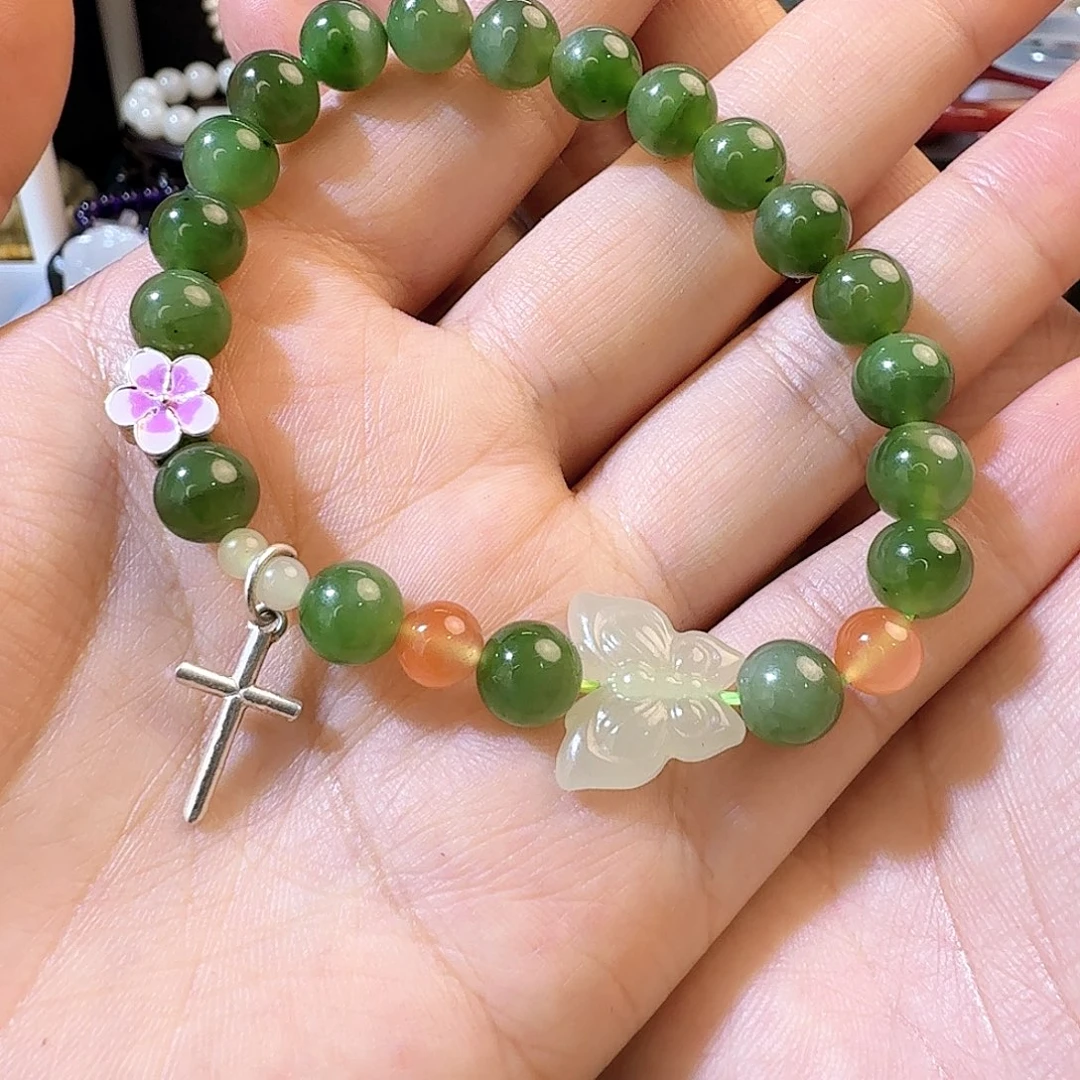 和田玉银S925镶嵌手链