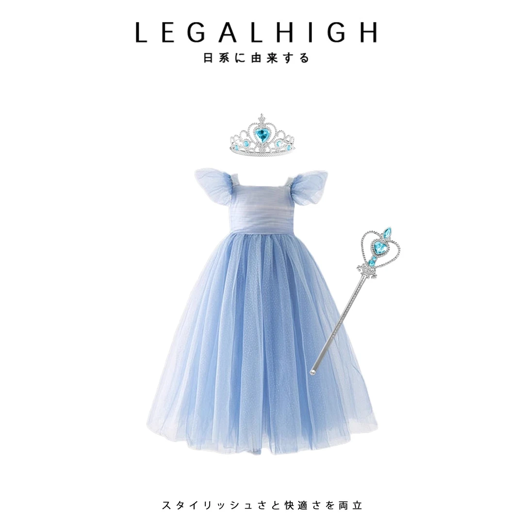 夏季女童艾莎公主裙小女孩无袖连衣裙儿童冰雪奇缘爱莎生日礼服