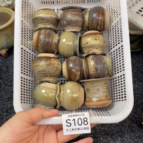 紫砂花盆瑕疵108口径2.8厘米左右