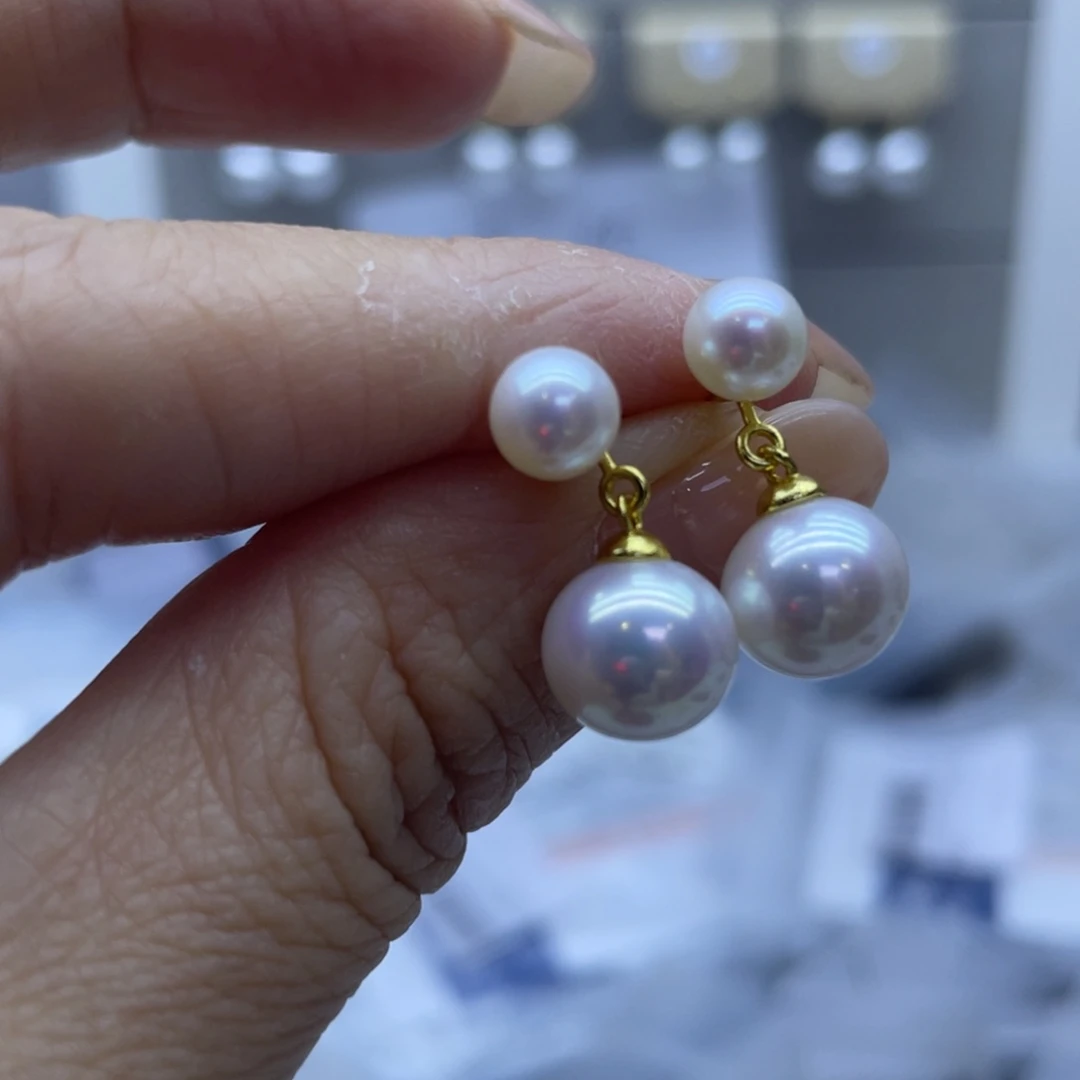 淡水珍珠银S925镶嵌耳饰