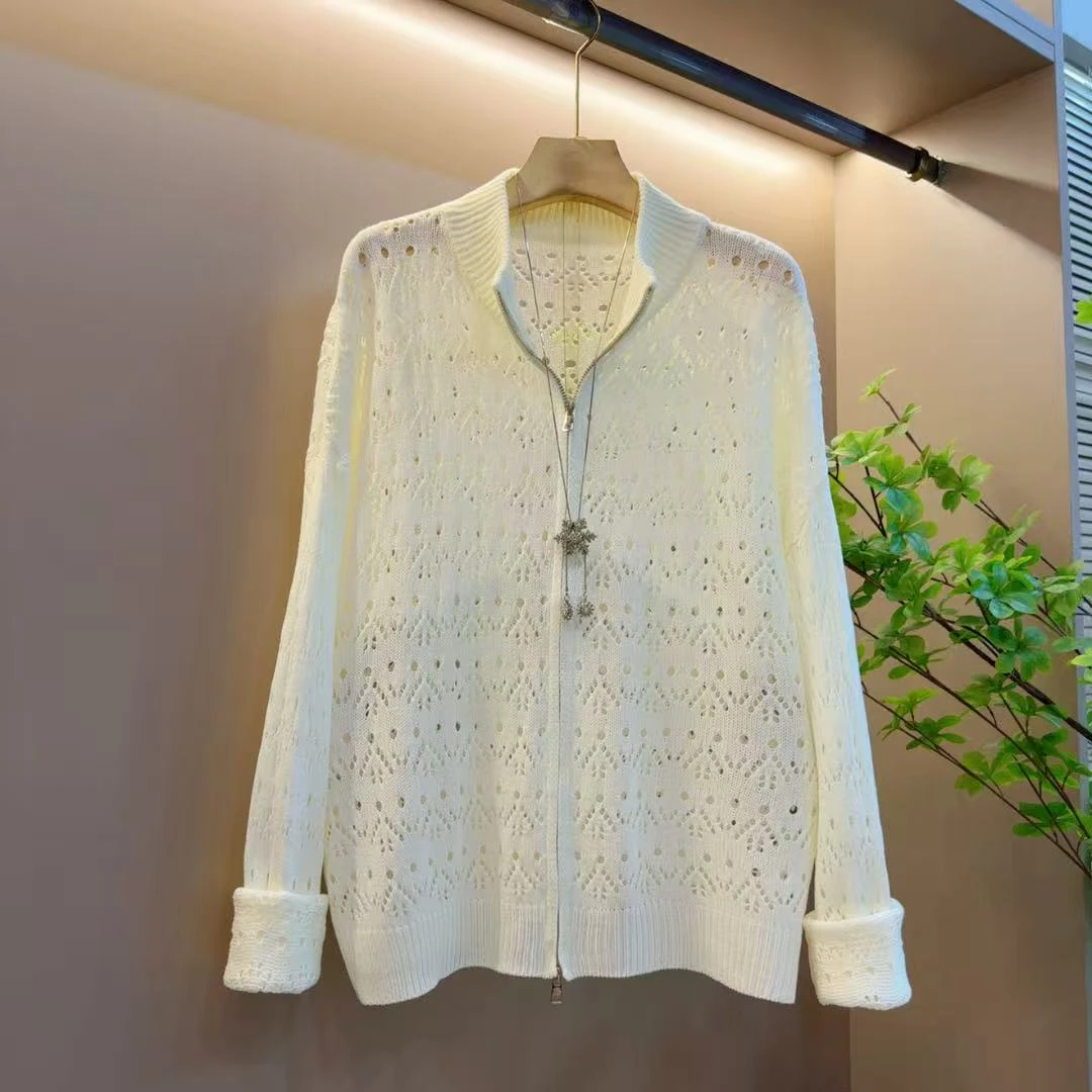 2025年秋季新款洋气百搭拉链款时尚气质针织上衣（长62左右）