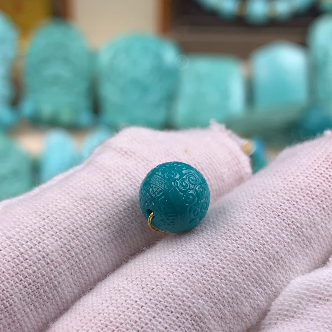 绿松石未镶嵌回纹圆珠卡9.2