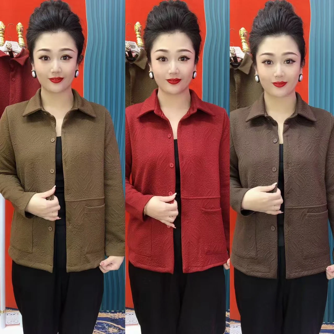 春季翻领时尚系扣双兜开衫外套03#