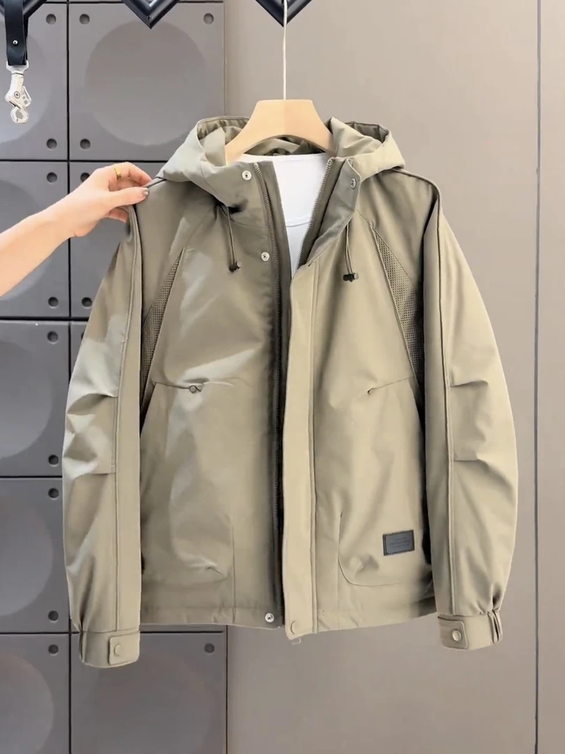 二棉男士连帽外套休闲百搭户外夹棉夹克轻奢男装潮流工装棉衣服男