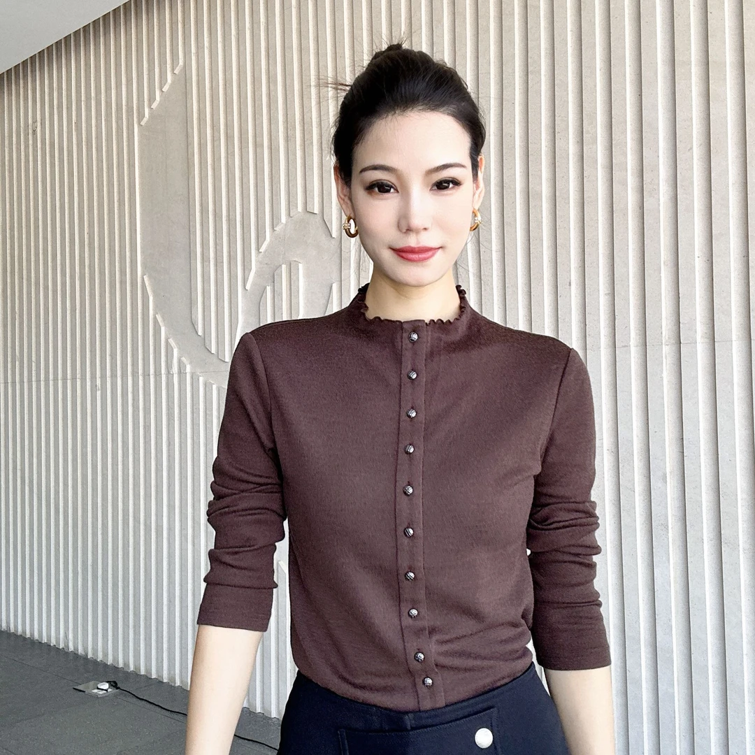 AMASS/阿玛施 时尚百搭修身打底黑色显瘦气质春秋针织衫5301016