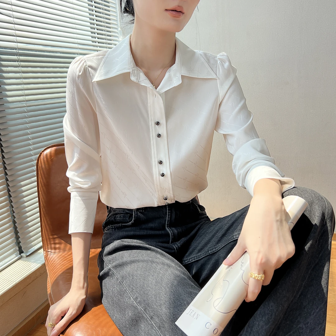 【亿棋匠心】秋季新款重磅提花桑蚕丝高级职场衬衫