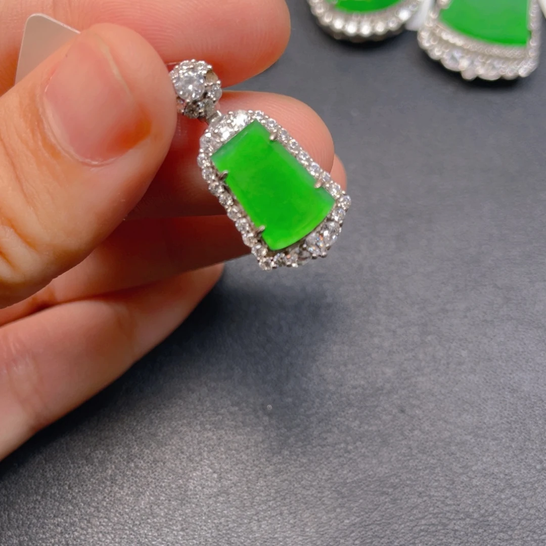 翡翠银S925镶嵌吊坠(不含链)