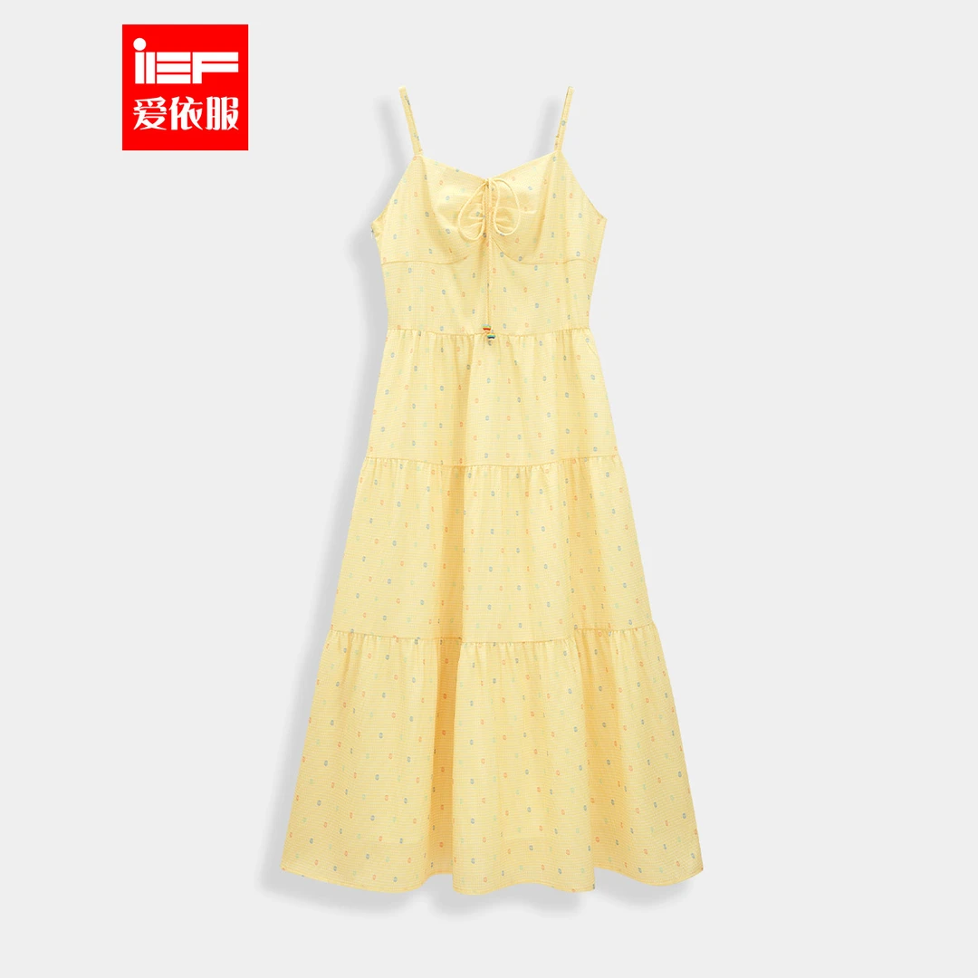 IEF/爱依服连衣裙2025夏季新款甜美少女纯欲度假风吊带长裙流光风