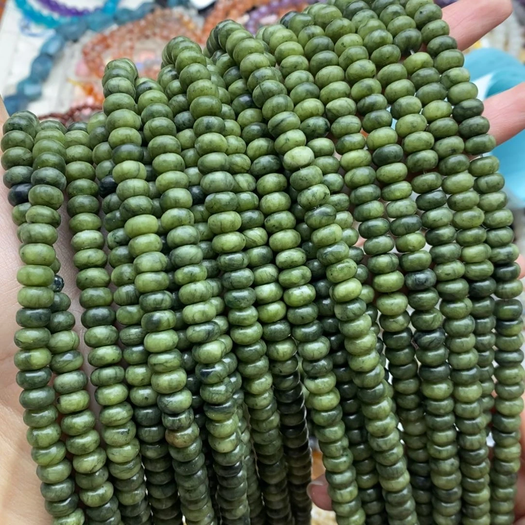 玛瑙/玉髓未镶嵌珠宝半成品一条装纯天然绿泥石隔片8mm